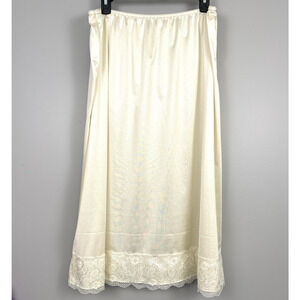 Vintage Velrose Half Slip Skirt Plus Size 3X Ivory Cream Wide Lace 100% Nylon